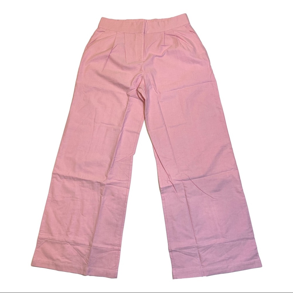 Pink High Waist Wide Leg Trouser Pants - Picture 16 of 16